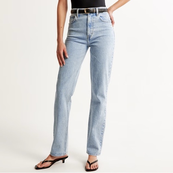 Abercrombie & Fitch Light Blue Straight Leg Jeans - Picture 1 of 9